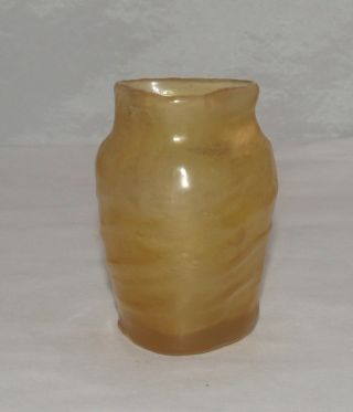 Vintage Phoenix Consolidated Catalonian Line Art Glass Small Vase Amber Yellow