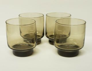 Vintage Libbey Glass Tawny Brown Tumblers Rocks Glasses