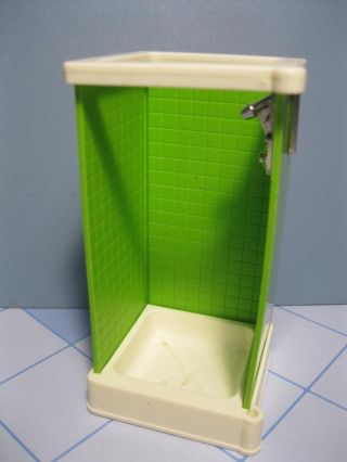 1970s Vintage Fisher Price Dollhouse Bathroom 253 Green Shower Stall Tlc - No Door