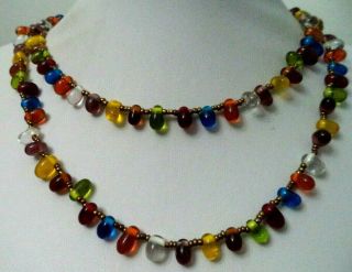 Stunning Vintage Estate High End All Glass Bead 22.  5 " Necklace G703e