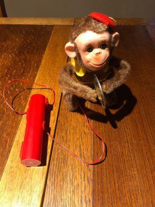 Vintage,  Tin,  Battery Operated Monkey With Cymbals Made In Japan Non -