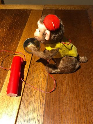 Vintage,  tin,  battery operated Monkey with Cymbals Made In Japan Non - 3