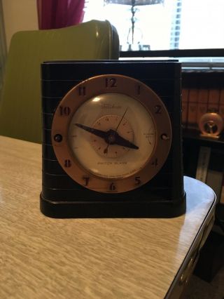 Vintage Telechron Bakelite Art Deco Alarm Clock Model 8h61