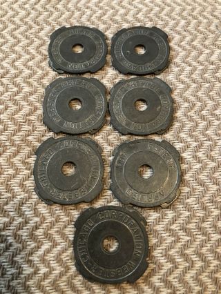 (7) - Vintage Webster Chicago Corporation Metal 45 Rpm Record Adapter Inserts