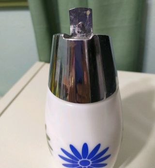 Vintage 70s Gemco milk glass Sugar Shaker Dispenser Flower Blue Green Daisy 3