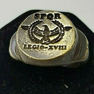 Legio Xviii Spqr Ancient Bronz Ring - Vintage - Antique Roman - Bronze - Rare