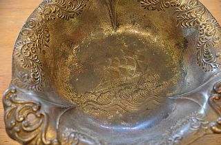 Sailing Ship Nautical Vintage Metal Made In Occupied Japan Silver Plate Bowl