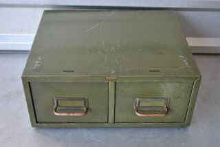 Vintage Heavy Duty Pronto 2 Drawer Metal Index Card File Cabinet Made In Usa