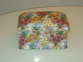 Stunning Vintage Royal Winton Porcelain Chintz Lidded Musical Box