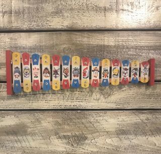 Antique/vintage Child Xylophone With Cartoon Animal Characters