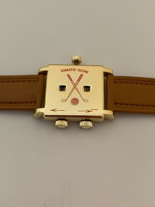 Vintage Domatic - Score Switzerland - Golf Stroker Counter Leather Wrist Watch