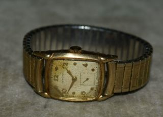 Vintage Estate Hamilton 14k Gold Filled 17 Jewels Mens Wrist Watch - Deco