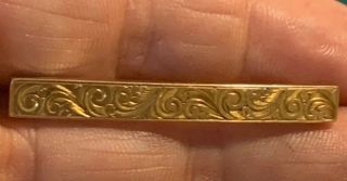 Antique 14k Solid Gold Victorian Bar Pin Vintage 2 Grams 1.  75 Inches
