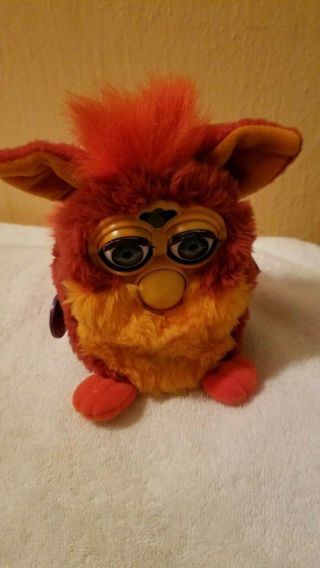 Furby Vintage 1998 Tags Still Attached Checked Orange & Red