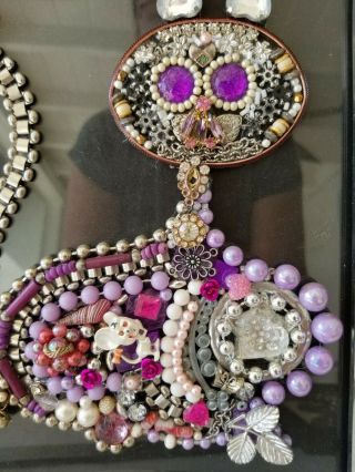 Feline Vintage Costume Jewelry Collage Cat Framed Brooches Pins Bracelets Mouse 2