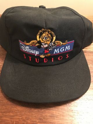 Disney World Mgm Studios Vintage Snap Black Back Trucker Hat Mickey Mouse