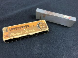 Vintage Carborundum Brand Pocket Hone Sharpening Stone Native American