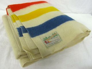 Vintage Orr Felt & Blanket Co.  Orrlaskan Pure Wool Colour Stripe Blanket 7 ' x6.  5 ' 7