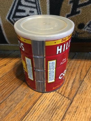 vintage Hills bros Coffee tin Can EMPTY with Lid one pound size 4 cents off 4