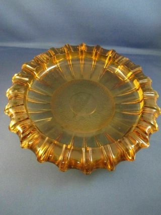 Vintage Blenko Large 10 " Amber Yellow Glass Ashtray Mid Century Starburst Mcm