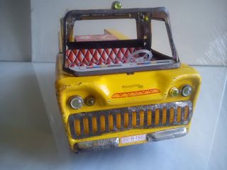 Vintage Tin Toy Truck Taxi Airport Vechicle Friction Metaloglobus
