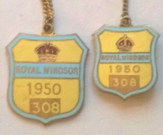 VINTAGE ANNUAL MEMBER ' S BADGES - ROYAL WINDSOR 1950 Numbered Pair 2