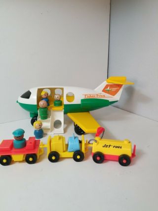 Vintage Fisher - Price Little People Airplane 1980 182 Jet Green Yellow White