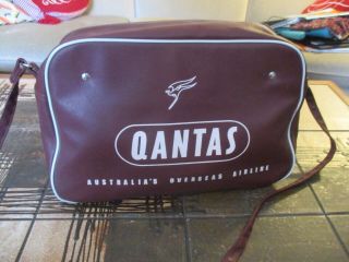 Vtg 50s 60s Qantas Airline Cabin Crew Flight Travel Bag Vgc Retro 70s