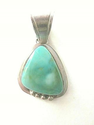 Vintage Signed Sterling Silver Turquoise Danish Influence Mid Century Pendant