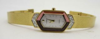 Vintage Ladies Seiko Lassale Gold Tone Diamond Accent Quartz Hexagon Watch