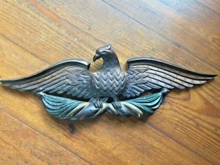 Vtg Eagle Cast Aluminum Wall Plaque H Burns Virginia Metalcrafters Red W Blue