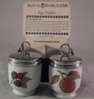 Vintage Royal Worcester Fine Porcelain Egg Coddlers Set W/ Box