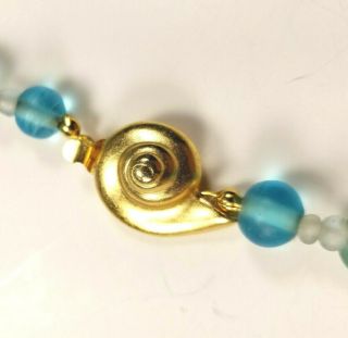 Vintage 32” Aqua Blue Green Sea glass Beads Museum Of Fine Arts Necklace MFA 3