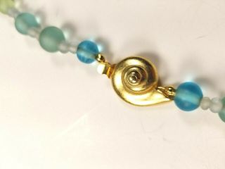 Vintage 32” Aqua Blue Green Sea glass Beads Museum Of Fine Arts Necklace MFA 4