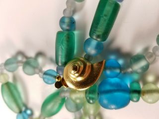 Vintage 32” Aqua Blue Green Sea glass Beads Museum Of Fine Arts Necklace MFA 7