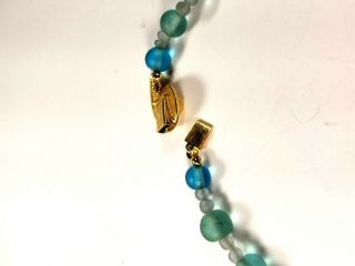 Vintage 32” Aqua Blue Green Sea glass Beads Museum Of Fine Arts Necklace MFA 8