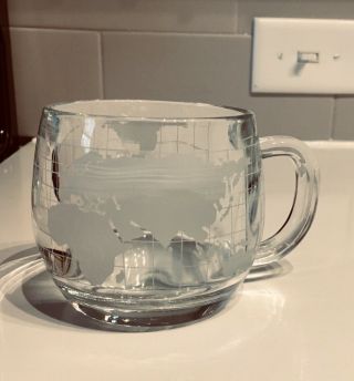 [SET OF 17] Vintage Nescafe Etched Glass World Map (Coffee Pot,  8 Mug,  8 Cup) 4