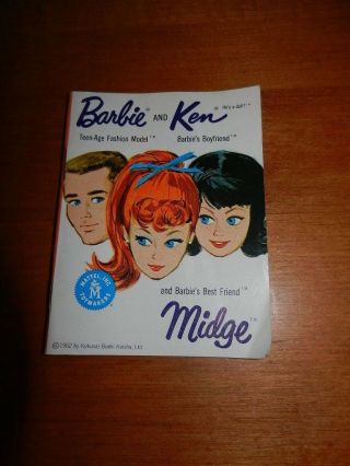 1962 Vintage Barbie Ken Midge White Fashion Booklet