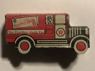 Vintage Tin Litho Cracker Jack Marshmallows Prize Red Panel Delivery Truck