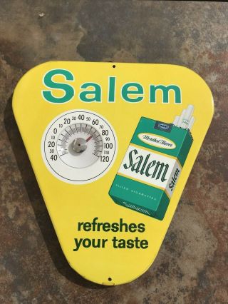 Vintage Salem Cigarettes Thermometer Triangle Tin Litho 1960 