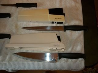 Wilkinson Sword Knife Set of 5 Kitchen Knives w/Self Sharpening Holder Vintage 4