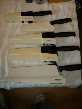 Wilkinson Sword Knife Set of 5 Kitchen Knives w/Self Sharpening Holder Vintage 6