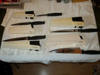 Wilkinson Sword Knife Set of 5 Kitchen Knives w/Self Sharpening Holder Vintage 8