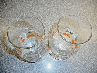 2 Vintage Glass Juice Pitcher Jar Jug Carafe Oranges LEAVES 28oz. 2