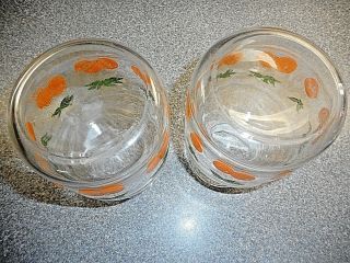 2 Vintage Glass Juice Pitcher Jar Jug Carafe Oranges LEAVES 28oz. 3
