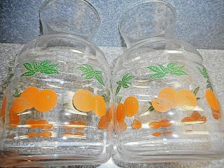 2 Vintage Glass Juice Pitcher Jar Jug Carafe Oranges LEAVES 28oz. 4