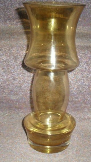 Vintage 70s Riihimaki Pale Amber Large 11 " Tulip Glass Vase By Tamara Aladin.