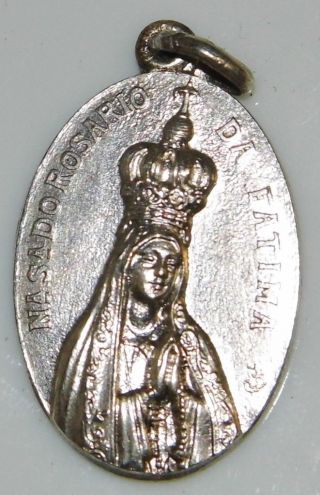 Vintage Catholic Holy Medal Our Lady Of The Rosary Fatima Virgin Mary Prayer
