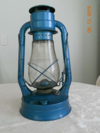 Vintage Dietz No 2 Blizzard Lantern,  W/ Handle,  Blue,  Made In Ny