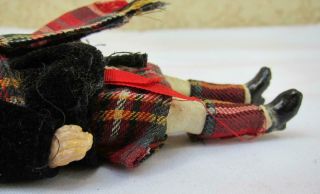 Antique 5” Bisque w/ Glass Eyes Paper Mache Body Dollhouse Doll Scottish 8